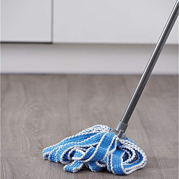 Addis Mega 100% Microfibre Mop Replacement Refill Heads, Super Soft Highly Absorbent Knitted Technology, Pack of 3, White, 5131903AMP, Blue & Metallic, Triple Pack