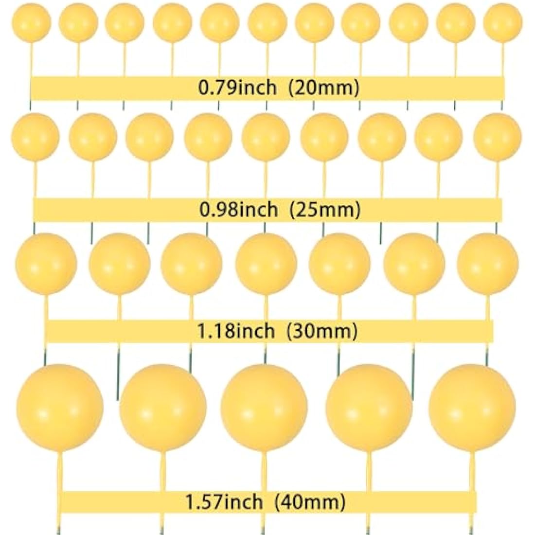 Gyufise 30Pcs Balls Cake Topper Foam Ball Cake Picks Mini Balloon Cupcake Insert Bubble Balls DIY Decoration for Baby Shower Wedding Anniversary Kids Birthday Party Cake Decorations Yellow