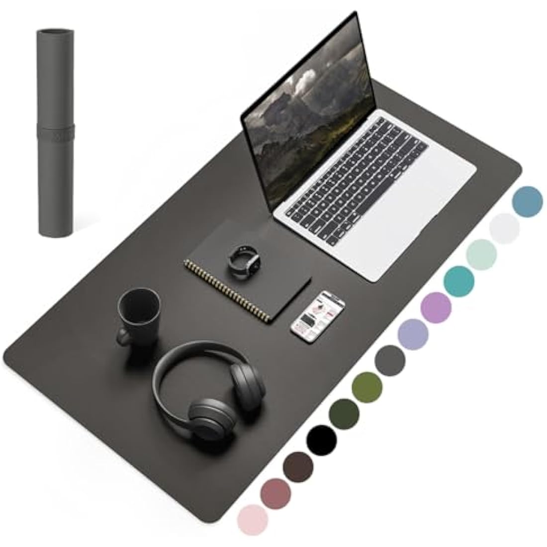 YSAGi Non-Slip Desk Pad, Waterproof PVC Leather Desk Table Protector, Ultra Thin Large Mouse Pad, Easy Clean Laptop Desk Writing Mat for Office Work/Home/Decor (80 x 40 cm, Dark Gray)