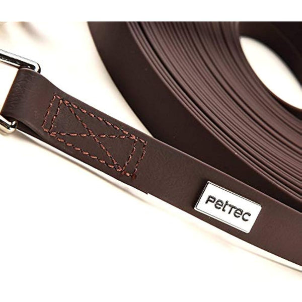 PetTec Dog Leash * 2m / 5.5ft & 10m / 33ft* Slim Edition, Comfortable to Handle, Tear Resistant, Strong Trioflex Material, Weatherproof, Robust Lead Line for Dogs Up to 50kg (Brown, 10m / 33ft)