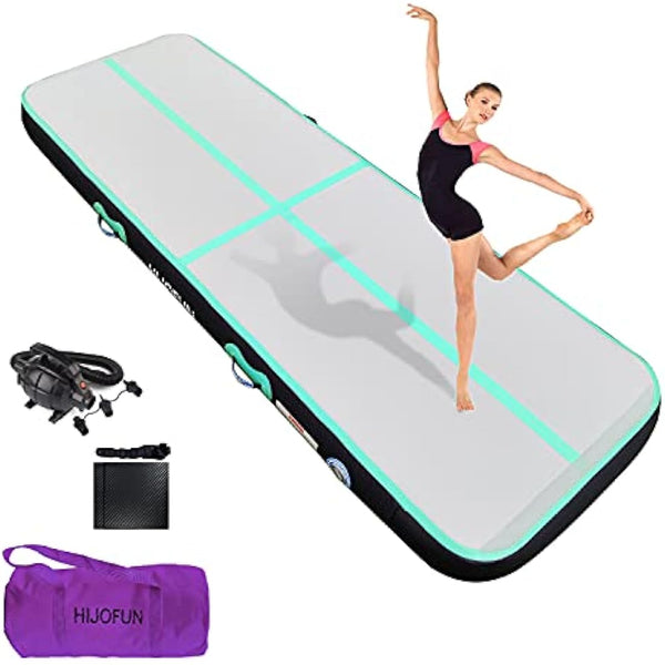 HIJOFUN Inflatable Gymnastics Mat 3m/4m/5m/6m with Practical Pump and 10/20cm Thick Aerobatic Tracks Inflatable Gymnastics Gymnastics Tumbling Yoga Taekwondo