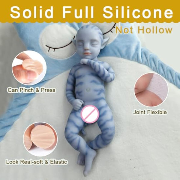 Farious 46cm Full Silicone Reborn Baby Doll Blue Avatar Silicone Baby Doll Looks Real Baby Doll (Boy)