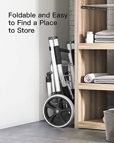 Inateck Shopping Trolley Lightweight Folding Shopping Cart Aluminum Alloy Frame on Big Noiseless Wheels, Detachable Waterproof Bag with Thermal Insulation Compartment, Max Capacity 45kg/41L Black