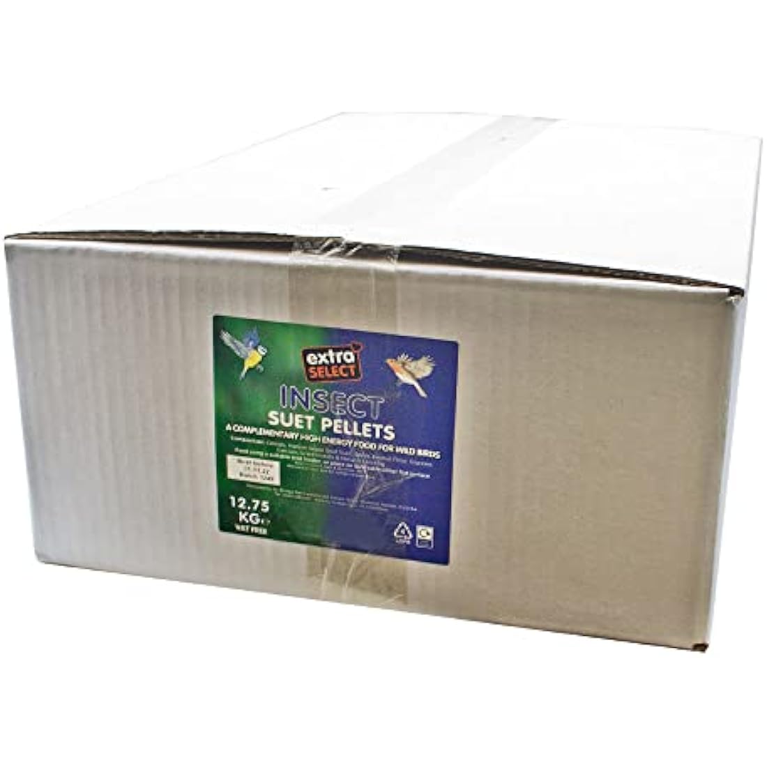Extra Select Insect High Energy Suet Pellets Wild Bird Food - Protein, Fat Rich Year-Round Feeding - 12.75 kg Bulk Box