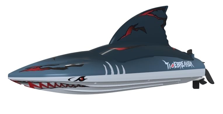 DEERC Fast Brushless RC Shark Boat for Adults, 30+MPH 3S High Speed Remote Control Speed Boat with LED Lights, Summer Toy Gift for Kids