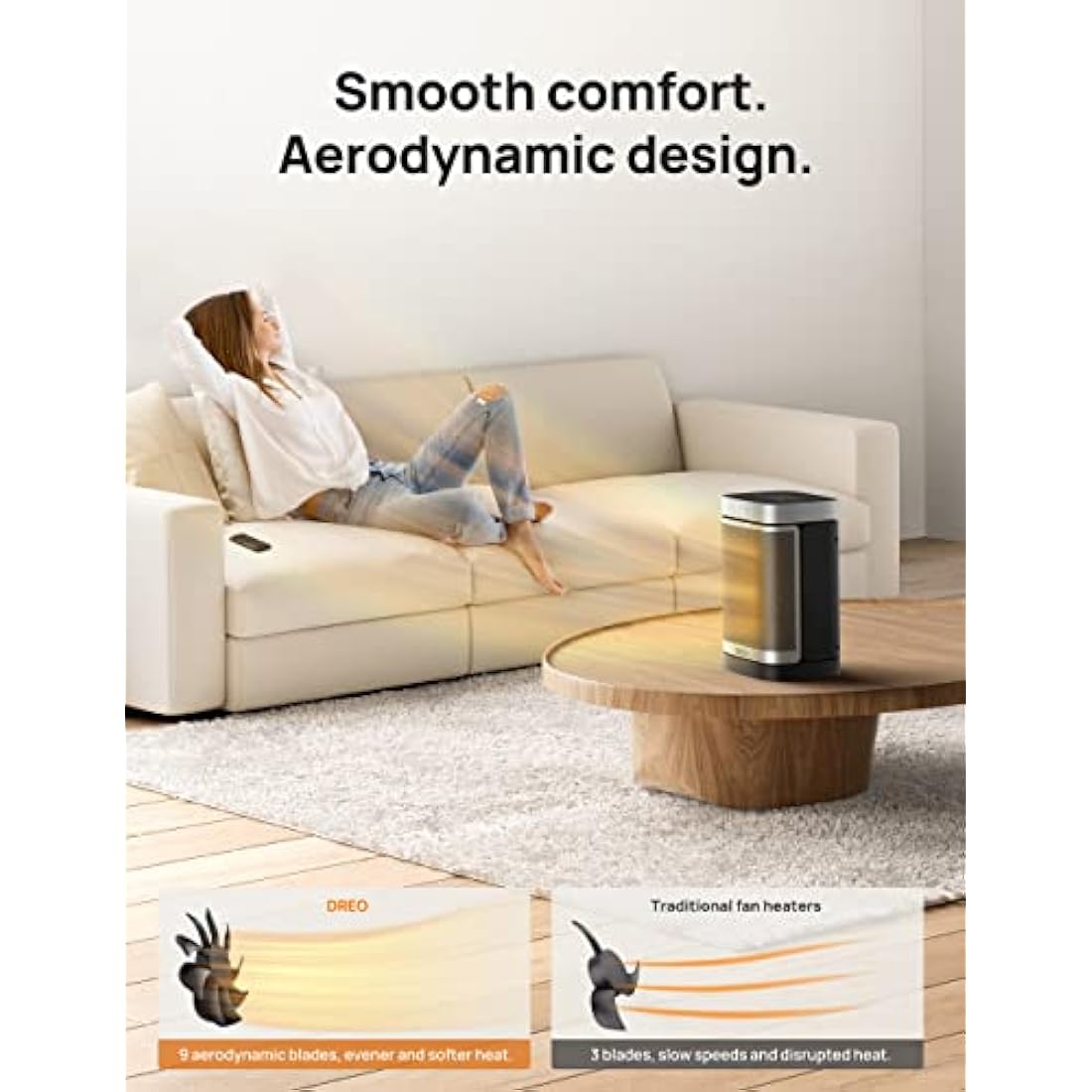 Dreo 1500W Electric Space Heater, 70° Oscillating Portable Heaters for Home, PTC Ceramic Heater with Thermostat, Remote Control, 3-Mode 3-Speed, 1-12H Timer, Overheat & Tip-Over Protection, ECO-Mode