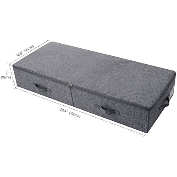 Amonsen Large Under the Bed Storage Container for Duvets, Blankets Bedding Accessories, Underbed Storage Boxes, Black Gray