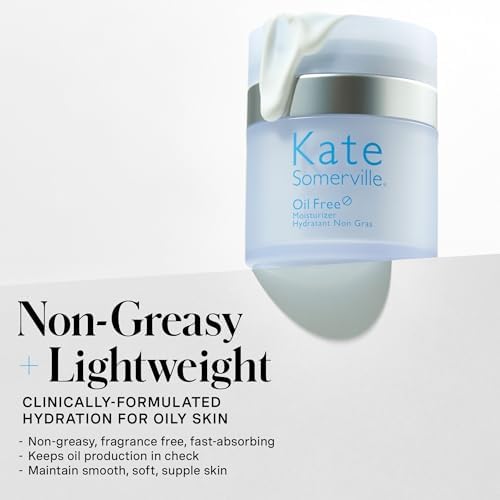 Kate Somerville Oil Free Moisturiser - Clinically Formulated for Oily Skin - Lightweight, Non-Greasy, Fast-Absorbing, Hydrating Daily Face Cream, 50ml