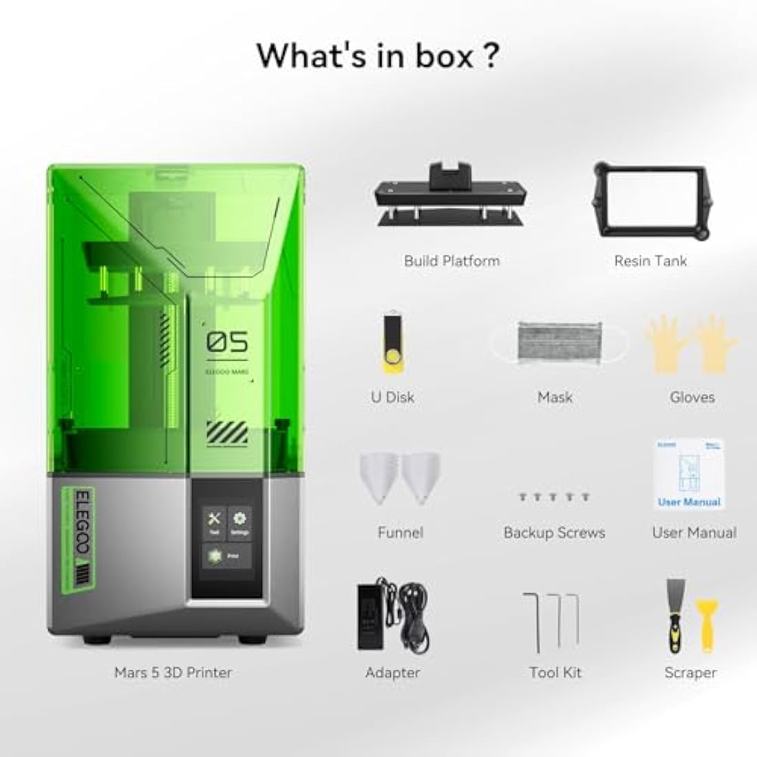 ELEGOO Mars 5 Resin 3D Printer, 4K LCD MSLA Printer Automatic Levelling for Beginning, Desktop 3D Printer with Printing Size of 143.43 x 90 x 150 mm³