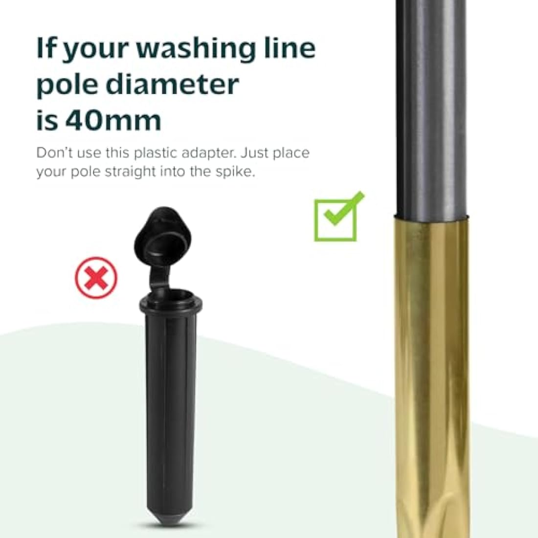 FLATRO Washing Line Spike with Plastic Adapter (32mm and 40mm) | Heavy Duty Metal Ground Spike Rotating Clothes Line for Washing Line Galvanized Garden Spike