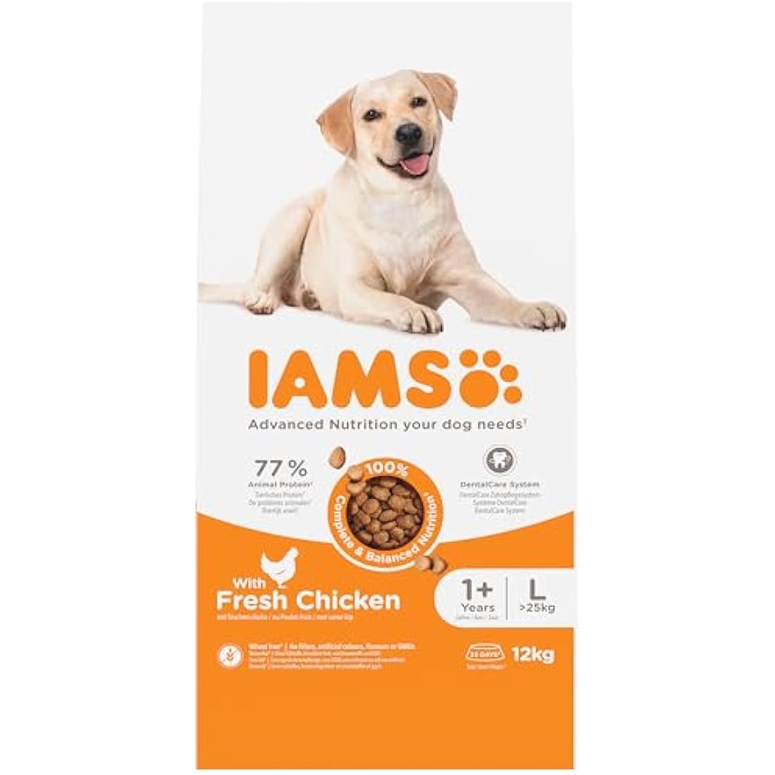 IAMS Adult Large Complete Dry Dog Food Chicken 12kg - With DentalCare System
