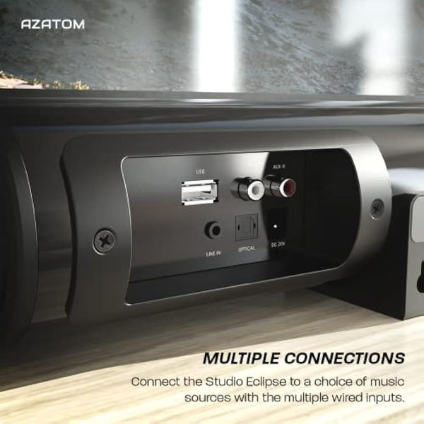 AZATOM Soundbar with Built-In Subwoofer | 180W Surround Sound | Bluetooth, Large Remote & Optical Cable Included | Home Theatre Audio System Perfect for Living Rooms and Bedrooms Studio Eclipse