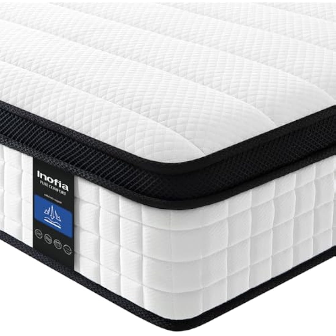 Inofia Mattress Single Bed, 10.6 Inch Hybrid Mattress with Aeroshield Memory Foam and NexusArc Pocket Sprung, Cozy and Breathable Fabric,The Elegant Collection,Single(90×190×27cm)