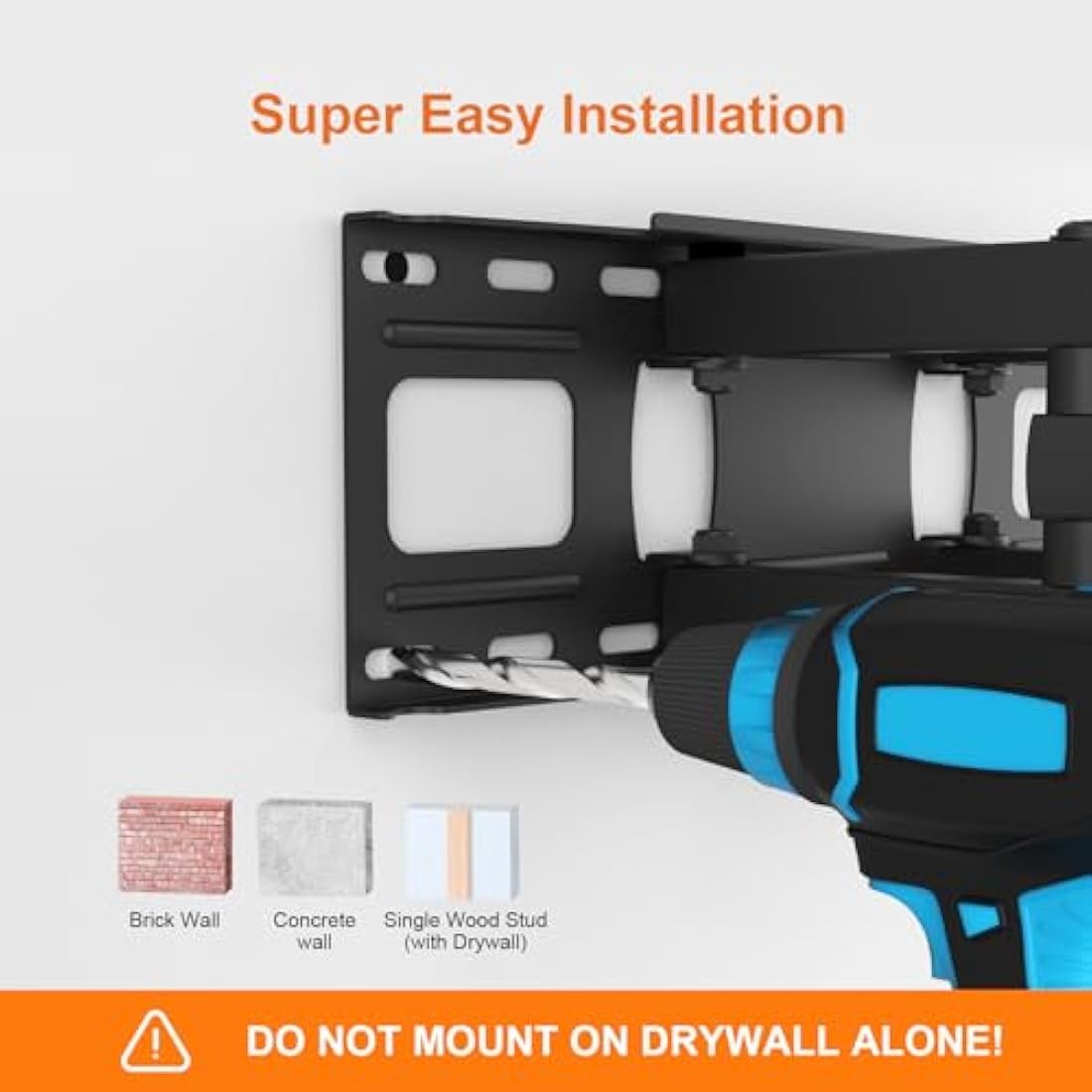 GRIFEMA GB1006-6 TV Wall Bracket for 32-80 inch, Swivel, Tilt, Extendable TV Wall Mount, up to 60kg, Max VESA 600x400mm, Universal and Slim for Flat & Curved TVs