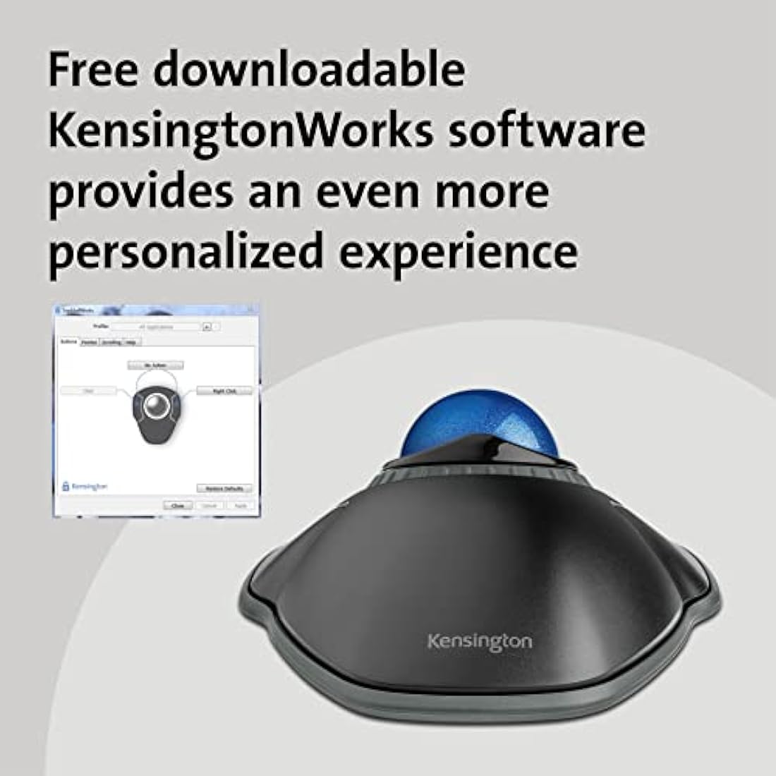 Kensington Orbit Mouse - Wired Ergonomic TrackBall Mouse for PC, Mac and Windows with Scroll Ring, Ambidextrous Design and Optical Tracking - Blue (K72337EU)