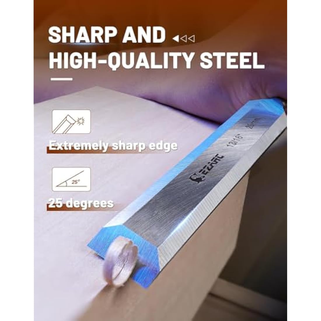 EZARC 6pc Wood Chisel Set for Woodworking - CRV Steel with Ash Wood Handle in Wooden Presentation Box