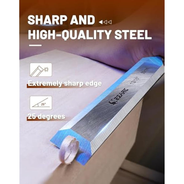 EZARC 6pc Wood Chisel Set for Woodworking - CRV Steel with Ash Wood Handle in Wooden Presentation Box