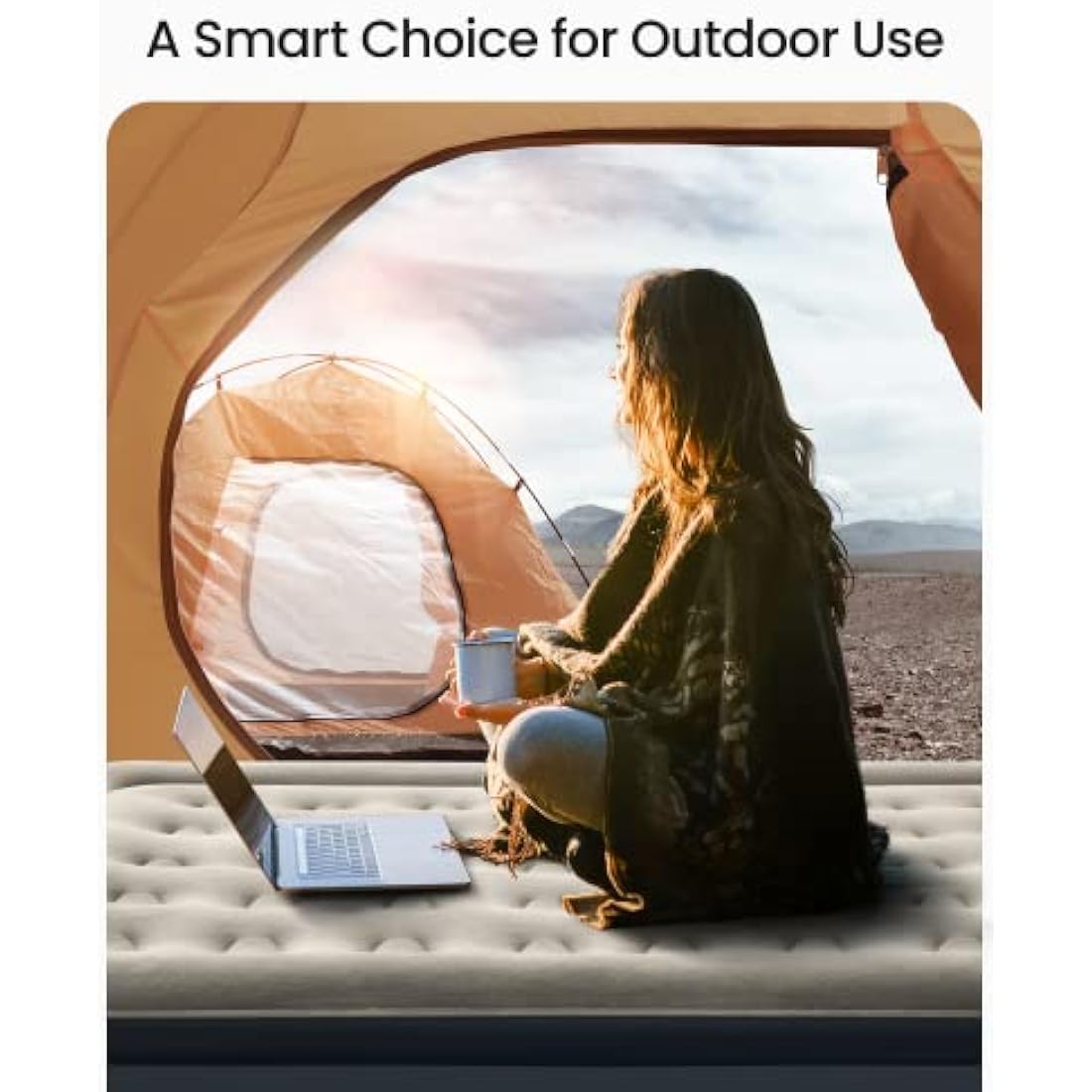 iDOO Single Air Bed, Inflatable Mattress with Built-in Pump, 3 Mins Quick Self-Inflation/Deflation Blow Up Air Mattress, Comfortable Top Surface for Home Portable Camping Travel 188x99x38cm 249kg MAX