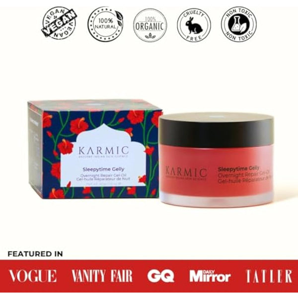 Karmic Skin Anti Ageing Night Face Cream | Wrinkle, Dark Spot & Hyperpigmentation Facial Moisturiser | Vitamin C & E, Natural Retinol | For Women & Men | Hydrating, Anti Aging Sleepytime Gelly