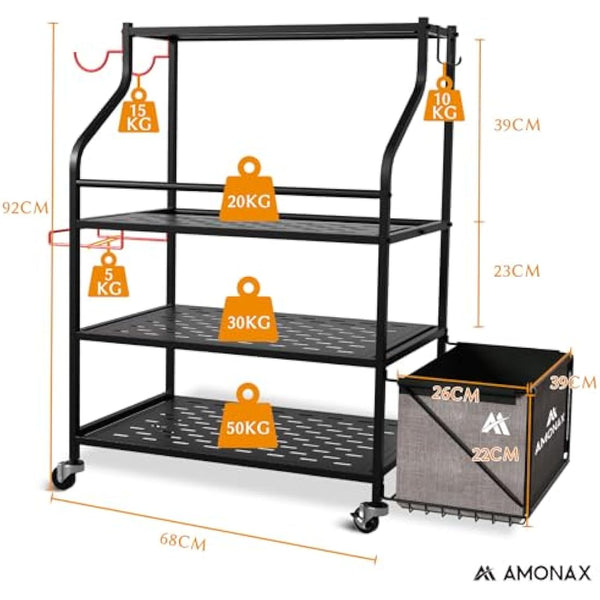 Amonax Home Gym Storage Dumbbell Rack, Weight Stand Kettlebell Rack Yoga Mat Holder Rack for Barbell Pad Resistance Band Foam Roller, Fitness Accessories Organizer Workout Equipment for Women