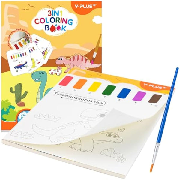 Water Colouring Book for Children Painting - YPLUS Watercolour Paint Set Paper for Kids, Magic Book Arts and Crafts Gift for Drawing - Dinosaur