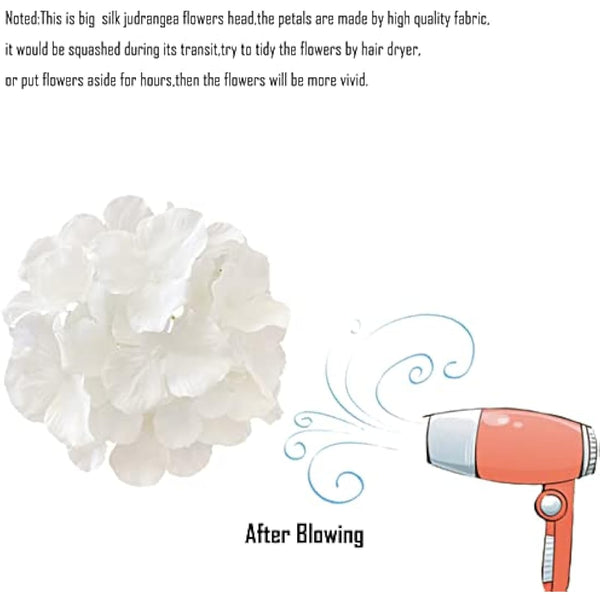 FagusHome 30 Pcs Silk Hydrangea Heads Artificial Flowers Heads and Stems Fake Hydrangea Flowers for Home Wedding Decor (Pure White)