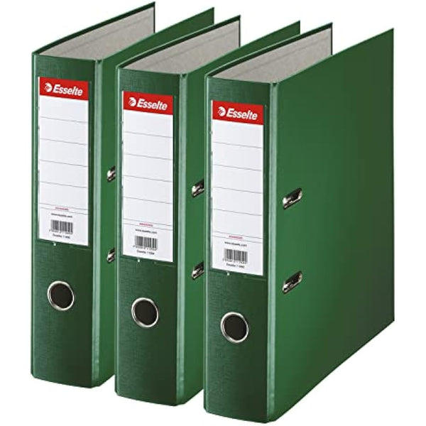 Esselte A4 Lever Arch Files, Green, 3 File Folders, 624293, back 75 mm