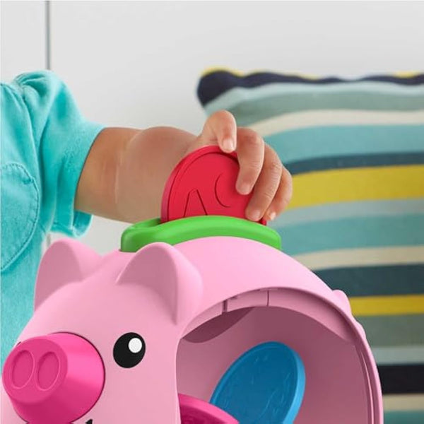 Fisher-Price Laugh & Learn Count & Rumble Piggy Bank, musical baby toy with fun motion action, GJC68