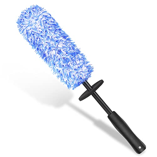 URAQT Car Wheel Brush, No Metal Wheel and Rim Detailing Brush, Car Wheel Cleaning Brush, Soft Dense Alloy Wheel Brush, Suitable for Wheels and Rims of Cars/Motorcycles/Bicycles (Black)