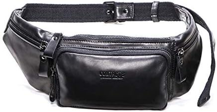 FANDARE Waist Packs Men Sling Bag Waist Pouch Leather Fanny Pack Waterproof Chest Bag Business Travel Running Cycling Sports Crossbody Bag Multipurpose Shoulder Bag