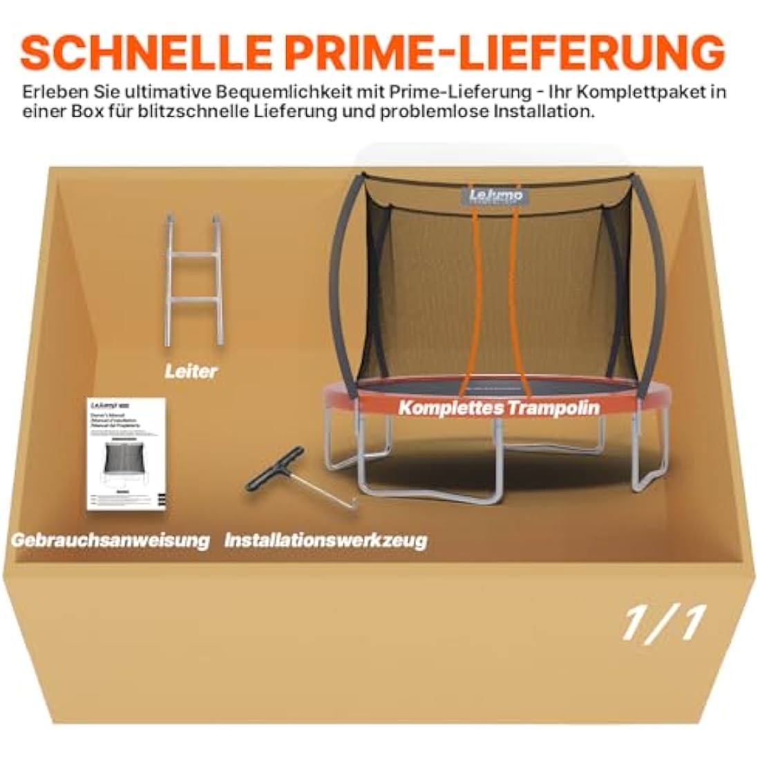 LeJump Trampoline 7.7FT 10FT/235cm 305cm Recreational Big Trampoline with Enclosure Net and Ladder, ASTM Approved Outdoor Bounce Jump for Kids