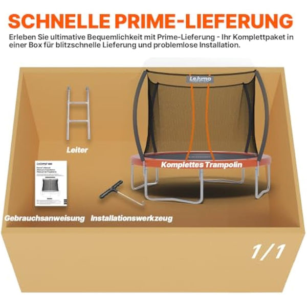 LeJump Trampoline 7.7FT 10FT/235cm 305cm Recreational Big Trampoline with Enclosure Net and Ladder, ASTM Approved Outdoor Bounce Jump for Kids