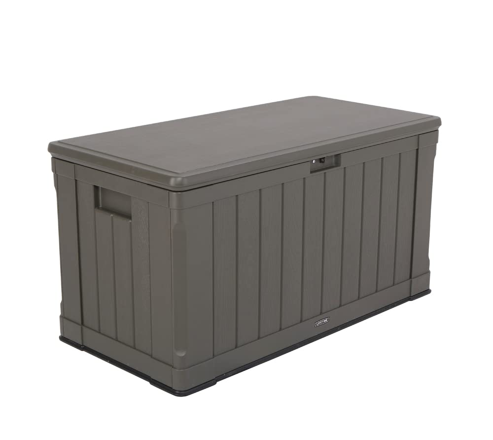 LIFETIME Plastic Wood Grain Textured Storage Box Desert Sand/Grey, 151x72x69 cm