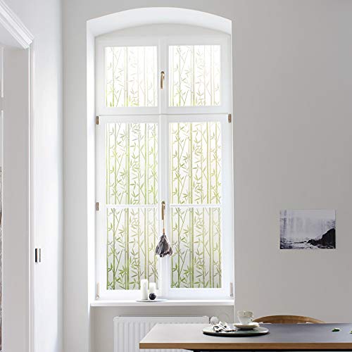Finnez Window Film Privacy?Frosted Static Self Adhesive Glass Films, Decorative Films for Living Room Bedroom Offfice, 90 x 400 CM - Bamboo
