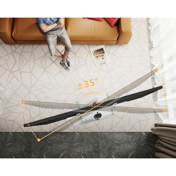 FITUEYES White TV Floor Stand for 32 to 60 inch TVs, Floor Standing TV Stand with Adjustable Shelf, Swivel Bracket, Height Adjustable, Holds 30kgs, Max VESA 600x400mm