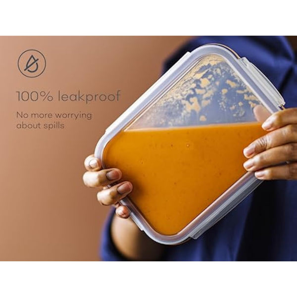 Franklin Lade Glass Food Storage Containers | 5 Piece Set 1040ml | BPA-Free Airtight LeakProof Lids | Food Containers | Glass Containers with Lids | Microwave, Oven, Freezer & Dishwasher Safe