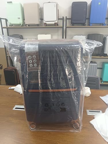 British Traveller 24" Medium Suitcase Lightweight Polypropylene Hard Shell Luggage Hold Check in Suitcase with 4 Wheels and Built-in TSA Lock(Navy, 66cm 60L)