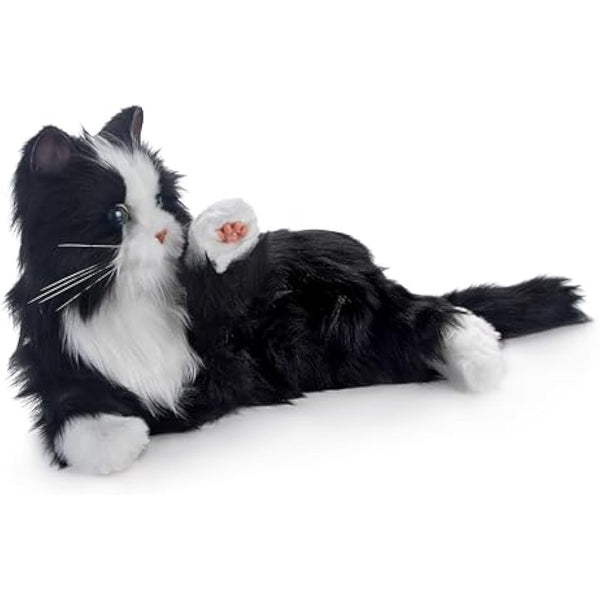 Ageless Innovation Joy For All Interactive Pet Cat - Lifelike & Realistic Companion with Soft Fur and Soothing Purrs, No Assembly Required - Black & White Tuxedo