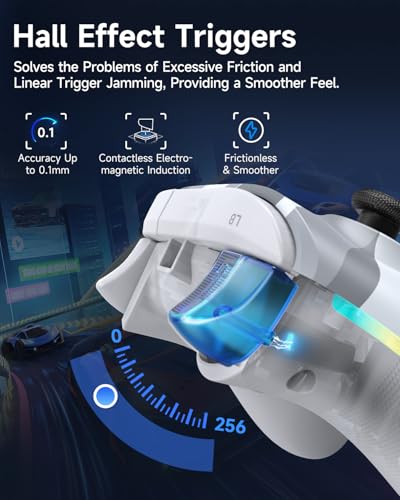 EasySMX X15 Wireless PC Controller with Hall Triggers, Hall Joysticks, Enhanced Bluetooth Game Controller,No Drift No Deadzone effect, Compatible with Windows PC, Android, Steam and Switch