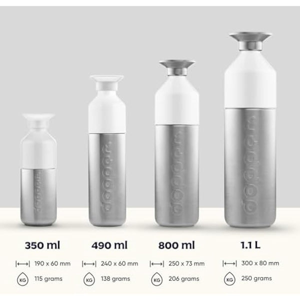 dopper Steel 1.1L Water Bottle - Stainless Steel Bottle - BPA Free Reusable 18/8 Stainless Steel Metal Sports Bottle for Sports and Office Use