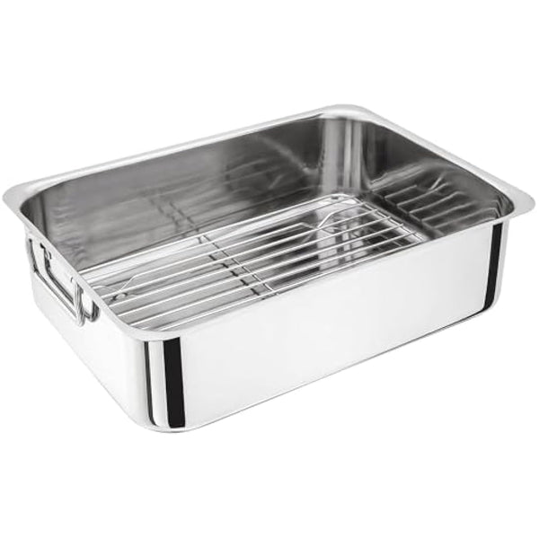 Judge Extra Large Stainless Steel Roasting Pan with Rack, 36cm x 26cm x 10cm, Oven Safe, Dishwasher Safe, Gift Box