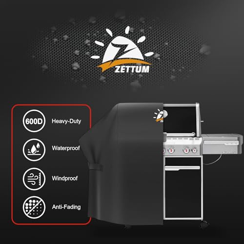 Zettum BBQ Cover 182 CM - 7132 Large Grill Barbecue Cover for Weber, Nexgrill, Monument, Dyna-glo, Brinkmann Grill Heavy Duty & Waterproof, PU Coating