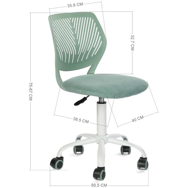 Homy Casa Desk Chair Linen Fabric Seat Ergonomic Swivel Task Chair without Armrest Adjustable Height Office Chair Home Office for Kids Teens, Cactus Green