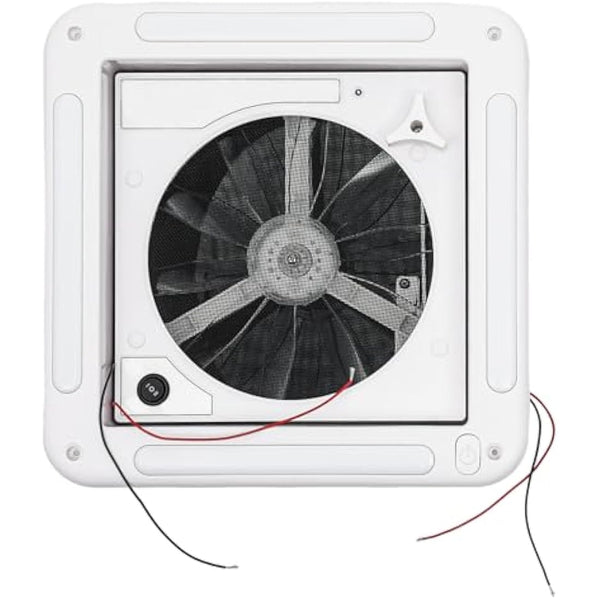 CLEADONG Roof Vent Fan, 12V 5W Universal RV Camper Van Motorhome Caravan Skylight with 4 LED and 6 Speed Gears, Manually Operated Roof Vent for RV Motorhome, White, Black