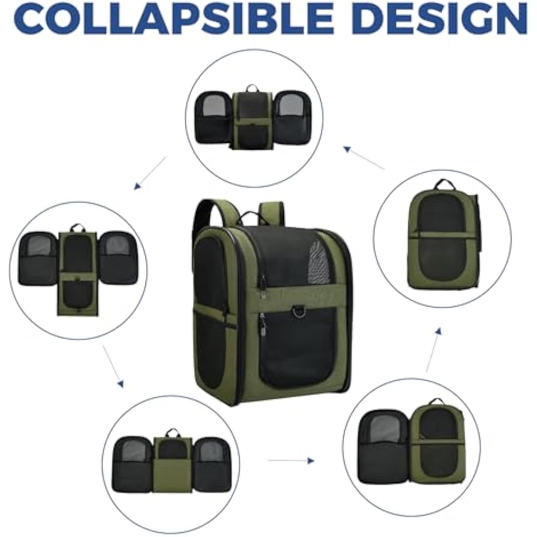 Apollo Walker Cat Carrier and Dog Carrier, for Large and Small Cat Pets (2-15 kg), Breathable Mesh Pet Carrier, Ideal for Hiking, Travel, and Outdoor Activities (Green)