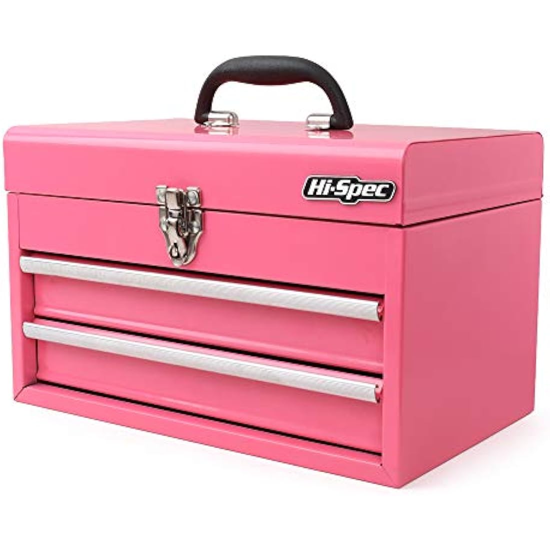 Hi-Spec Pink Steel Metal Chest & Drawers Tool Box Carry Case: Ladies Styled High-Gloss Finish Portable Storage for Everyday Use