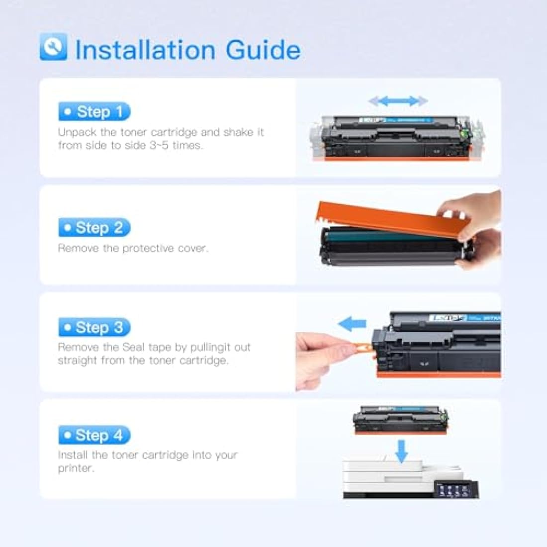 4-Pack 207X Toner Cartridges [With Chip] Replacement for HP 207X 207A 207 Compatible for MFP M283fdw M283fdn M282nw M255dw M255nw W2210X W2211X W2212X W2213X M282-Black Cyan Magenta Yellow