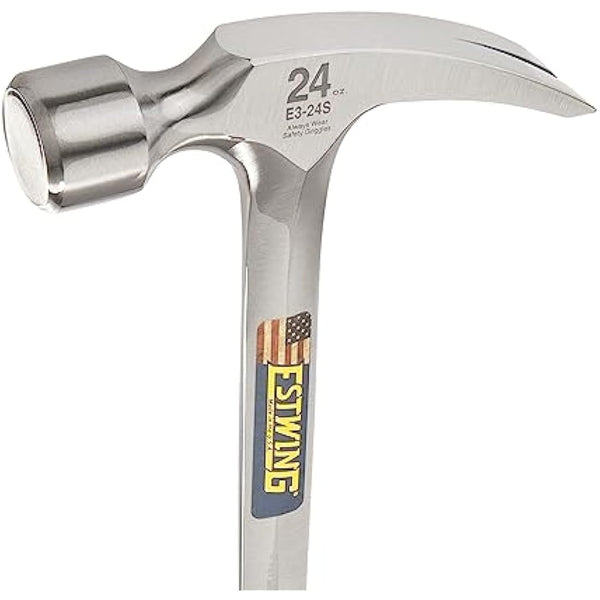 Estwing E3/24S Straight Claw Framing Hammer - Vinyl Grip,Silver,680g (24oz)