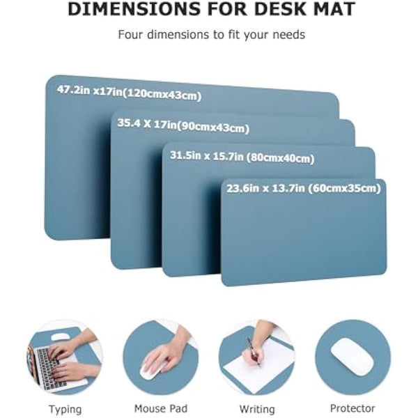 MOLMO Non-Slip Desk Mat, Waterproof Desk Pad Table Protector, Easy Clean Laptop Mat Large Mouse Pad Leather Writing Mat with Suede for Office /Home/Decor (Azure, 60 x 35 cm)