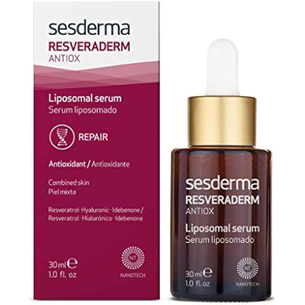 Sesderma | RESVERADERM Liposomal Serum | Antioxidand Serum | Anti-Wrinkle | Luminousity Booster | Skin Plumping | Anti-Ageing Serum | Skin Repair | Resveratrol | Hyalouronic Serum | 30 ml